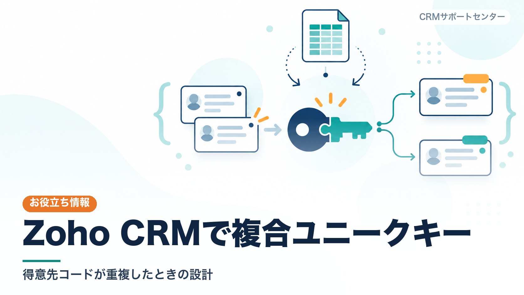 二つの値のパーツが組み合わさって一つの鍵の形になり、同じコードを持つ記録カードを見分けている様子を表したカバー画像。
